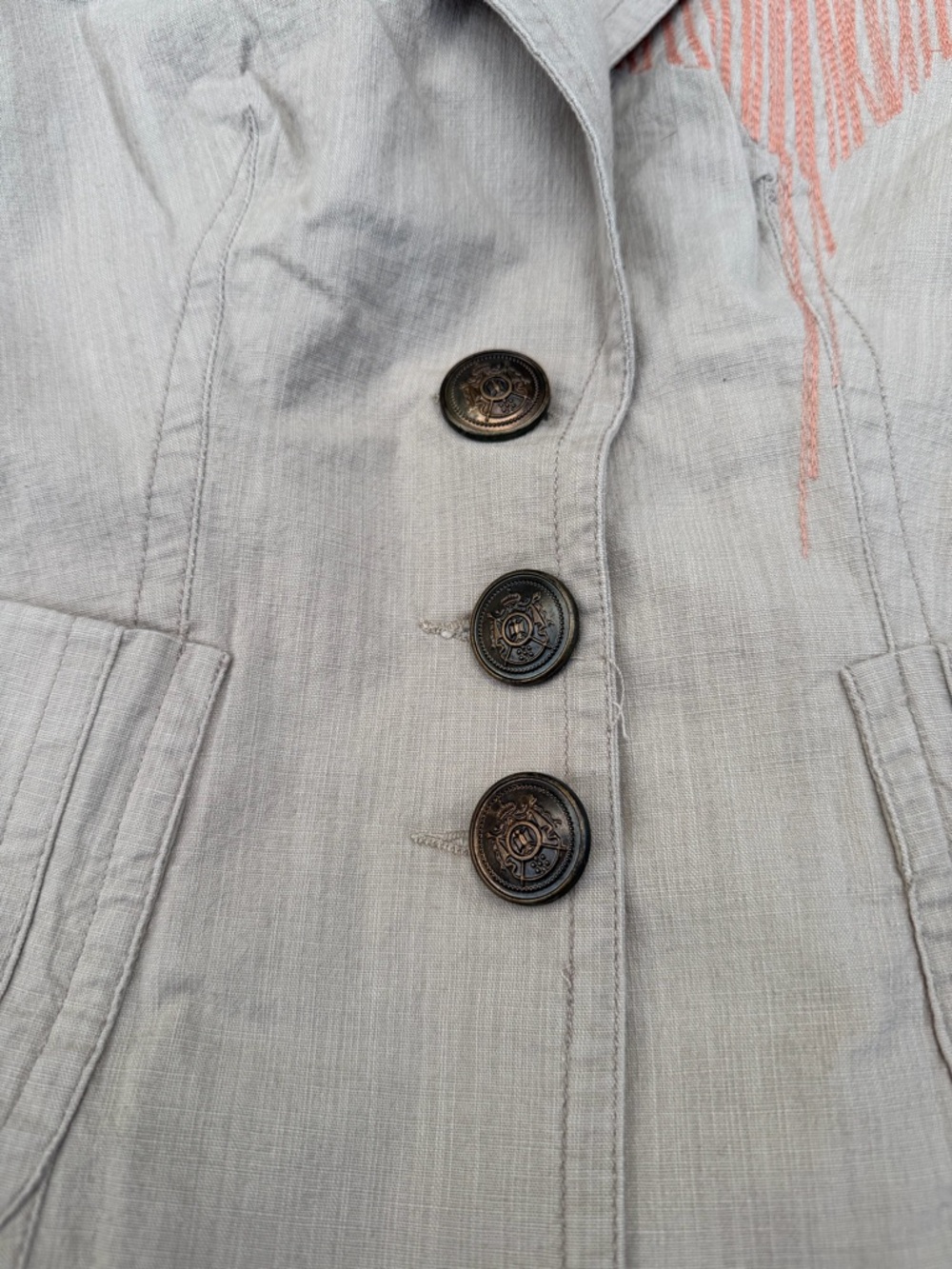 Love Stitch Vintage Boho Embroidered Cotton Blend Blazer Jacket Small NWT Floral - Picture 4 of 10